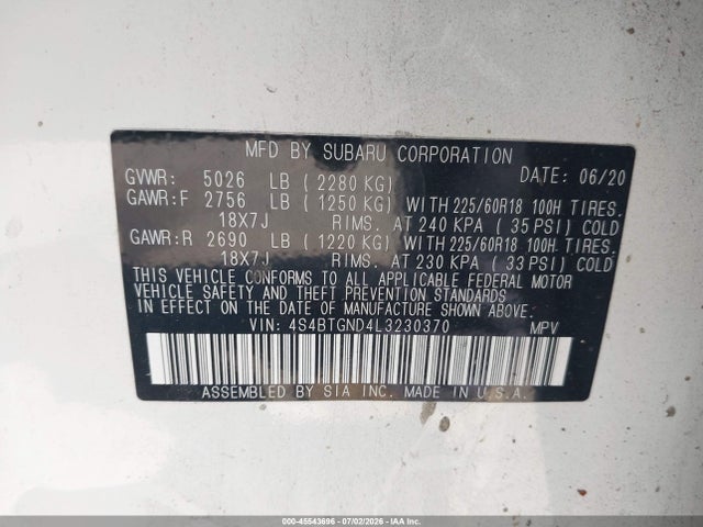 Subaru Outback Limited Xt 2020 4S4BTGND4L3230370 Image 9