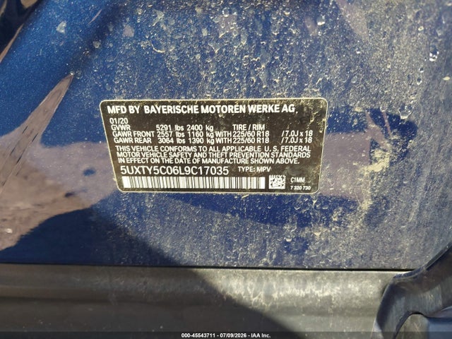 BMW X3 Xdrive30i 2020 5UXTY5C06L9C17035 Image 9