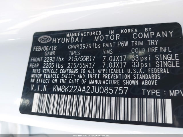 Hyundai Kona Sel 2018 KM8K22AA2JU085757 Image 9