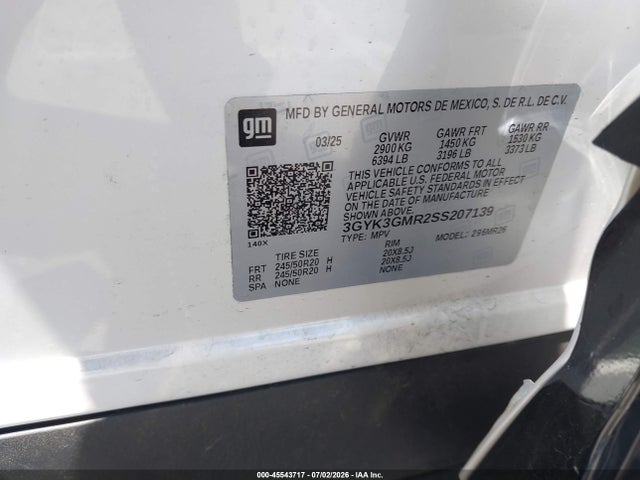 Продаж на аукціоні авто 2025 Cadillac Optiq Sport 2 Awd, vin: 3GYK3GMR2SS207139, номер лоту: 45543717