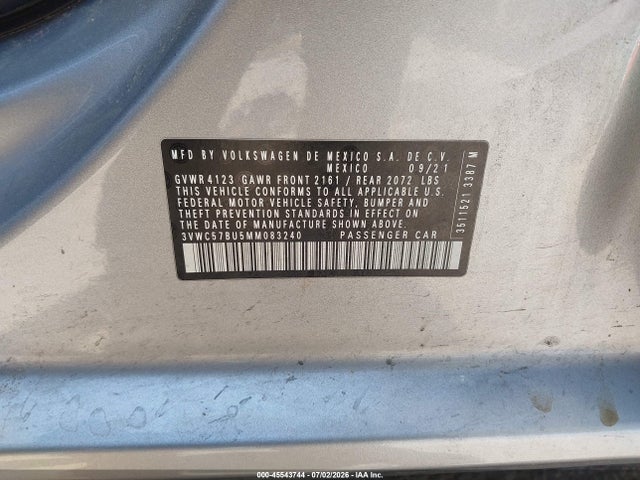 3VWC57BU5MM083240 Volkswagen Jetta 1.4t R-line/1.4t Se/s
