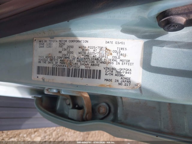 Продажа на аукционе авто 2001 Toyota 4runner Sr5 V6, vin: JT3GN86R410209512, номер лота: 45543751