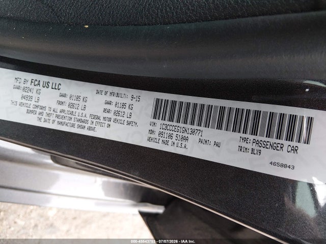 Продаж на аукціоні авто 2016 Chrysler 200 C, vin: 1C3CCCEG1GN130771, номер лоту: 45543753