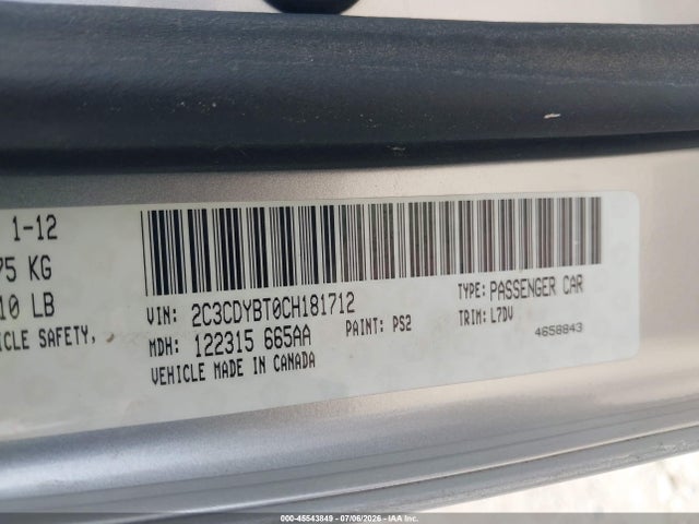 45543849 :رقم المزاد ، 2C3CDYBT0CH181712 vin ، 2012 Dodge Challenger R/t مزاد بيع