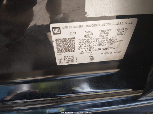 Продажа на аукционе авто 2024 Gmc Sierra 1500 4wd  Short Box Elevation With 3sb, vin: 3GTUUCED2RG252800, номер лота: 45543901