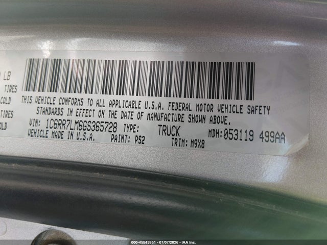 1C6RR7LM6GS365728 RAM 1500 Big Horn