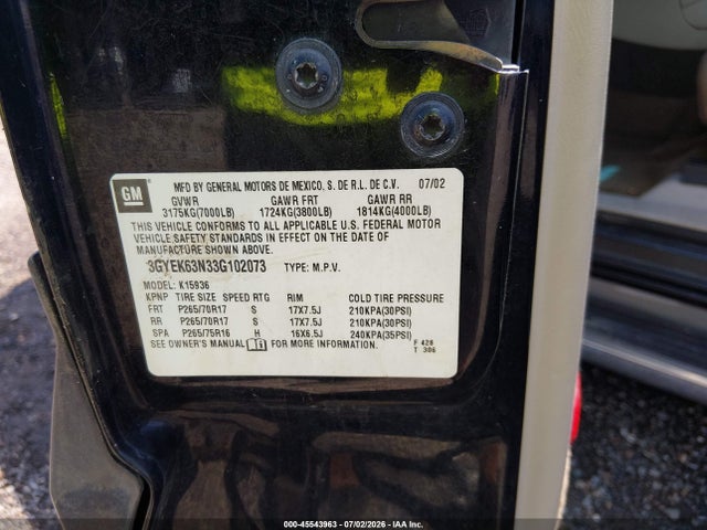 Продаж на аукціоні авто 2003 Cadillac Escalade Ext Standard, vin: 3GYEK63N33G102073, номер лоту: 45543963