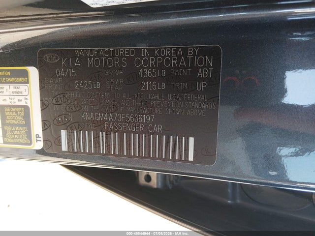 KIA Optima Lx 2015 KNAGM4A73F5636197 Image 9