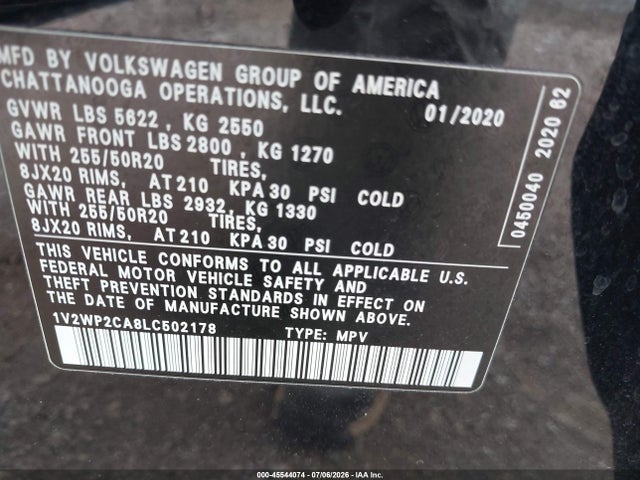 1V2WP2CA8LC502178 Volkswagen Atlas 2.0t Se W/technology