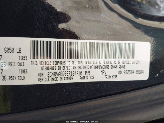 Продажа на аукционе авто 2014 Volkswagen Routan Se, vin: 2C4RVABG0ER134710, номер лота: 45544100