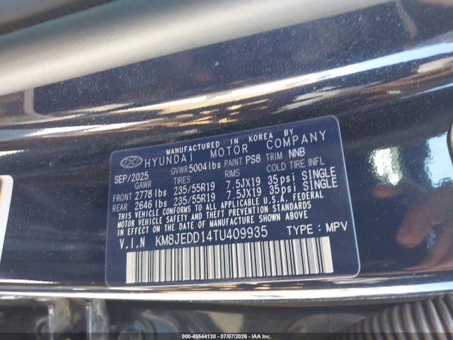 Продажа на аукционе авто 2026 Hyundai Tucson Hybrid Limited, vin: KM8JEDD14TU409935, номер лота: 45544130