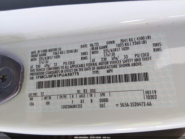 Ford Escape 2023 1FMCU9FN1PUA59775 Image 9