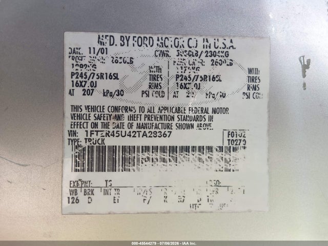 Aukcja sprzedaży 2002 Ford Ranger Edge/xlt, vin: 1FTZR45U42TA28367, numer aukcji: 45544279