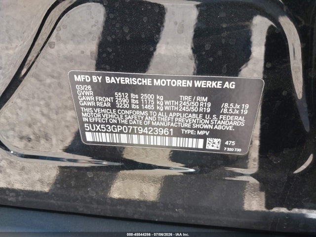 5UX53GP07T9423961 BMW X3 30 Xdrive