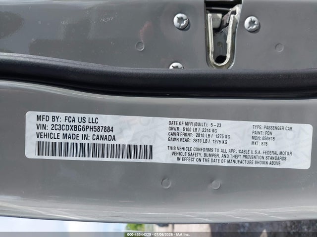 Продаж на аукціоні авто 2023 Dodge Charger Sxt, vin: 2C3CDXBG6PH587884, номер лоту: 45544329