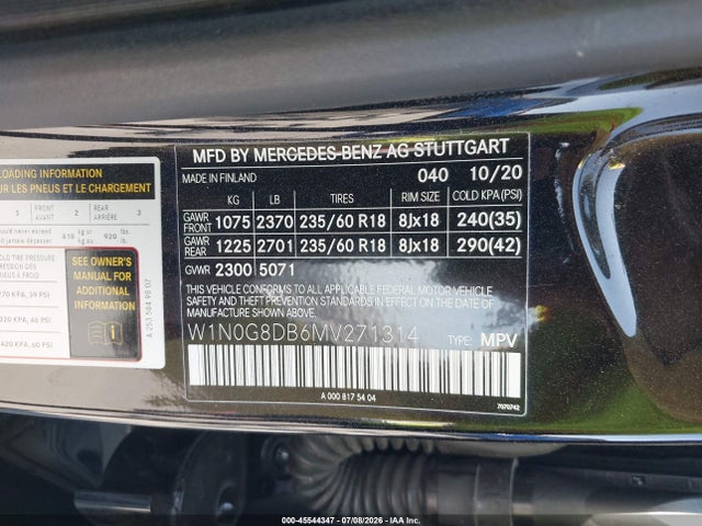 Продаж на аукціоні авто 2021 Mercedes-benz Glc 300 Suv, vin: W1N0G8DB6MV271314, номер лоту: 45544347