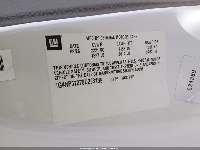 Aukcja sprzedaży 2006 Buick Lucerne Cx, vin: 1G4HP57276U203189, numer aukcji: 45544351
