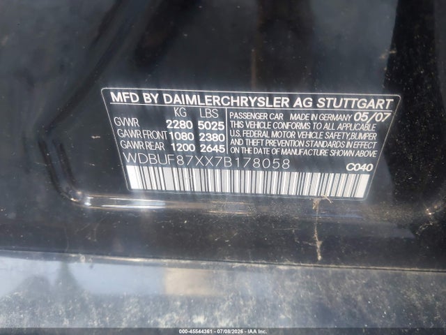 Продаж на аукціоні авто 2007 Mercedes-benz E 350 4matic, vin: WDBUF87XX7B178058, номер лоту: 45544361