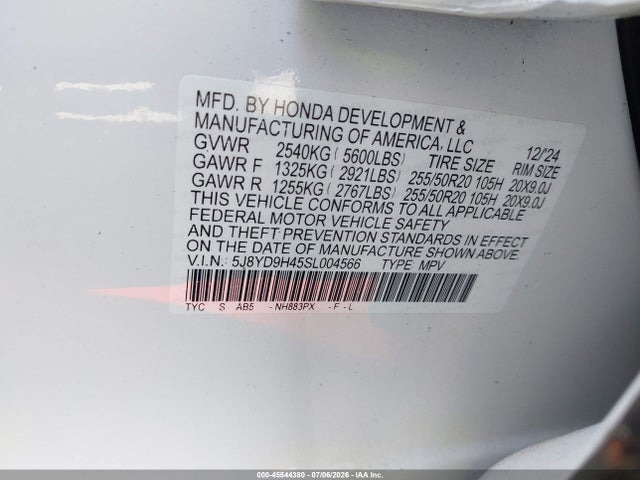 Продажа на аукционе авто 2025 Acura Mdx Technology Package, vin: 5J8YD9H45SL004566, номер лота: 45544380
