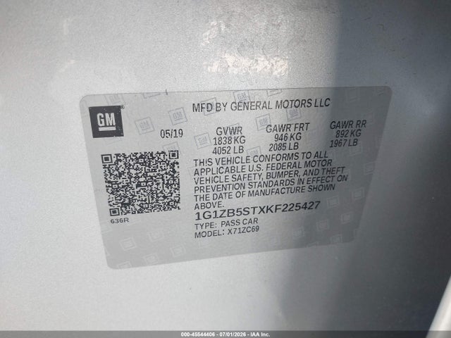 1G1ZB5STXKF225427 Chevrolet Malibu 1ls
