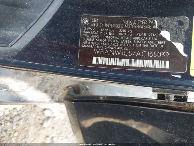 2010 Bmw 535i მანქანა იყიდება აუქციონზე, vin: WBANW1C57AC165039, აუქციონის ნომერი: 45544412