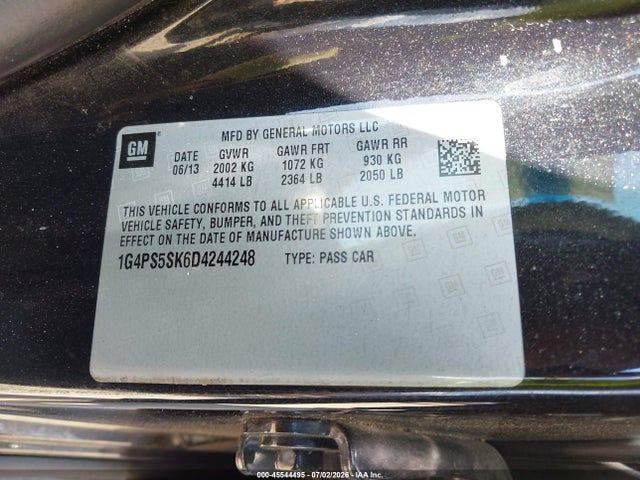 Продаж на аукціоні авто 2013 Buick Verano Leather Group, vin: 1G4PS5SK6D4244248, номер лоту: 45544495