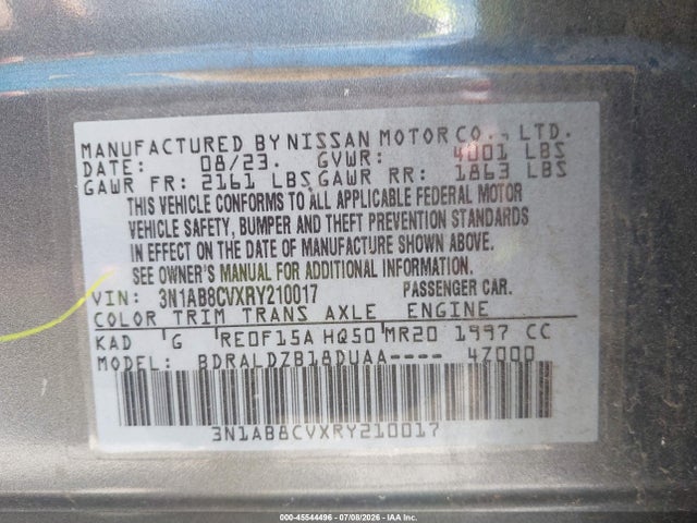 Продажа на аукционе авто 2024 Nissan Sentra Sv Xtronic Cvt, vin: 3N1AB8CVXRY210017, номер лота: 45544496