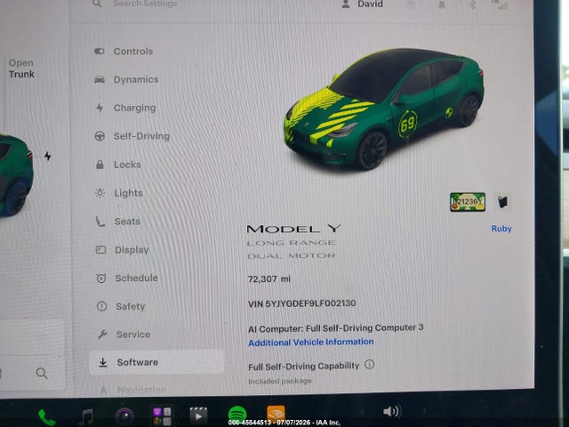5YJYGDEF9LF002130 Tesla Model Y Long Range Dual Motor All-wheel Drive/performance Dual Motor All-wheel Drive