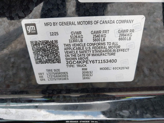 2GC4KPEY6T1153400 Chevrolet Silverado 2500 Hd
