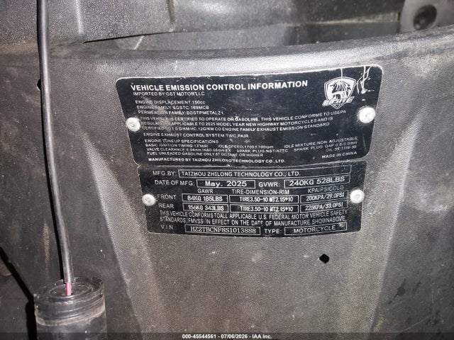 Taizhou Zn150t7 2025 HZ2TBCNF8S1013888 Image 10
