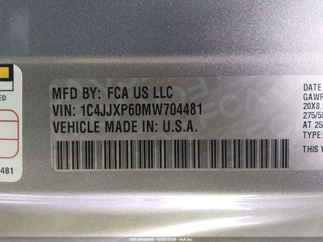 1C4JJXP60MW704481 Jeep Wrangler 4xe Unlimited Sahara 4x4