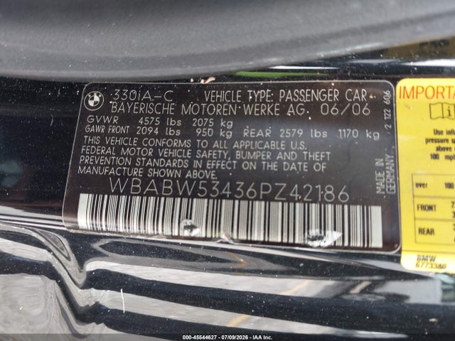 Продажа на аукционе авто 2006 Bmw 330ci, vin: WBABW53436PZ42186, номер лота: 45544627