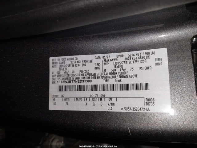 Ford F-350 Platinum 2022 1FT8W3BT7NED91300 Image 9