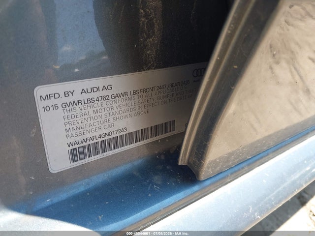 45544661 :رقم المزاد ، WAUAFAFL4GN017243 vin ، 2016 Audi A4 Premium مزاد بيع