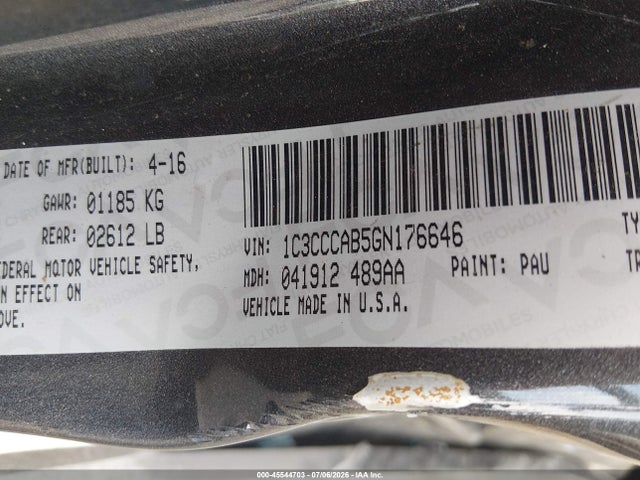 Продажа на аукционе авто 2016 Chrysler 200 Limited, vin: 1C3CCCAB5GN176646, номер лота: 45544703