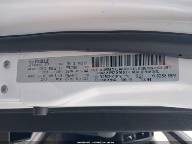 Продажа на аукционе авто 2017 Ram 1500 Tradesman  4x2 8' Box, vin: 3C6JR6DG4HG764727, номер лота: 45544721