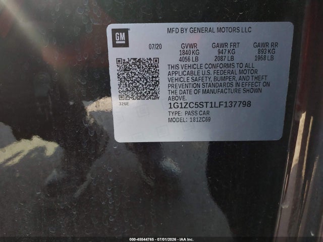 1G1ZC5ST1LF137798 Chevrolet Malibu Fwd 1fl