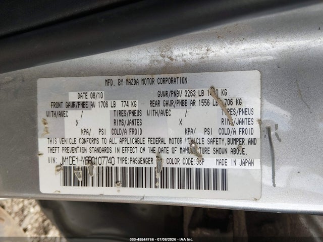 Aukcja sprzedaży 2011 Mazda Mazda2 Sport, vin: JM1DE1HY6B0107740, numer aukcji: 45544766