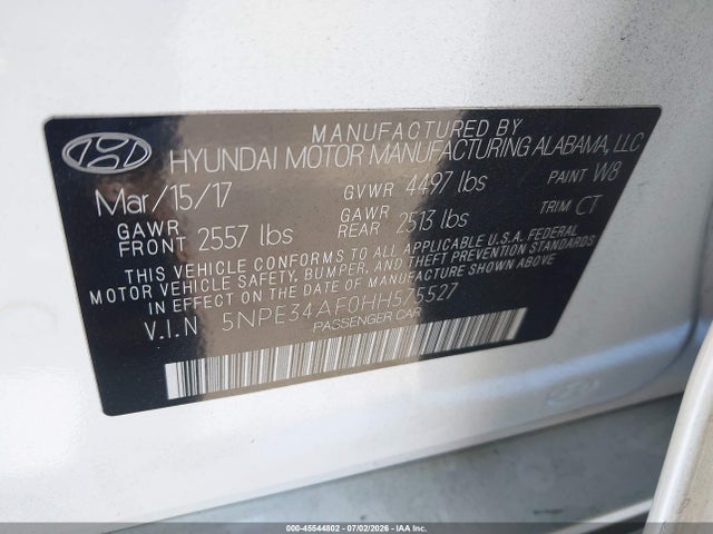 Hyundai Sonata Sport 2017 5NPE34AF0HH575527 Image 9