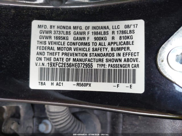 Honda Civic Lx 2017 19XFC2E56HE072955 Image 9