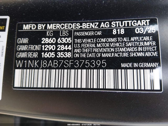 Продажа на аукционе авто 2025 Mercedes-benz Amg Glc 63 Coupe 4matic, vin: W1NKJ8AB7SF375395, номер лота: 45544903