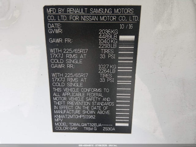Nissan ROGUE SV 2017 KNMAT2MT0HP511982 Image 9