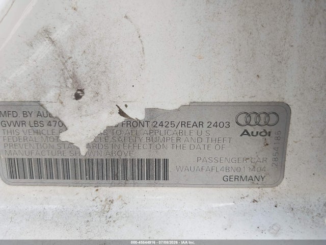 Aukcja sprzedaży 2011 Audi A4 2.0t Premium, vin: WAUAFAFL4BN011404, numer aukcji: 45544916