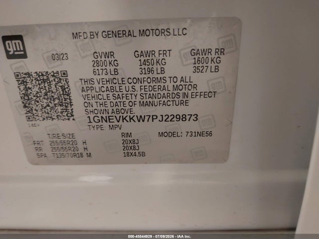 Aukcja sprzedaży 2023 Chevrolet Traverse Awd Premier, vin: 1GNEVKKW7PJ229873, numer aukcji: 45544929
