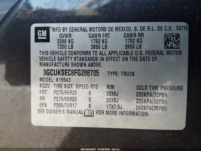 Chevrolet Silverado 1500 Ltz 2015 3GCUKSEC8FG288705 Image 9