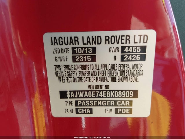 Aukcja sprzedaży 2014 Jaguar F-type, vin: SAJWA6E74E8K08909, numer aukcji: 45544940