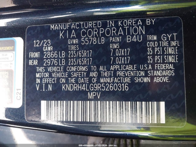 KNDRH4LG9R5260316 KIA Sorento Hybrid Ex