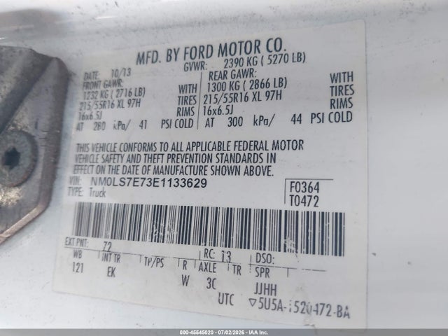 Aukcja sprzedaży 2014 Ford Transit Connect Xl, vin: NM0LS7E73E1133629, numer aukcji: 45545020