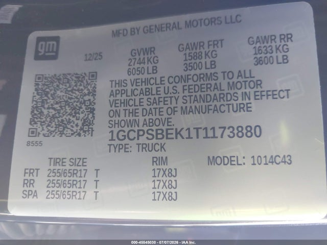 1GCPSBEK1T1173880 Chevrolet Colorado Wt