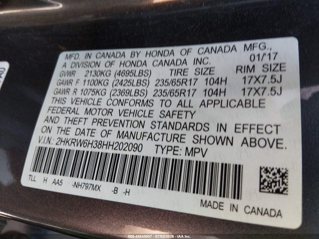 Honda CR-V LX 2017 2HKRW6H38HH202090 Image 9